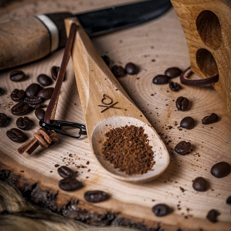 Ã¼berleben Ãœberleben | Dursten Kanu Wooden Camping Spoon â€“ Handcarved Nordic Utensil with Lanyard & Carabiner â€“ Lightweight Reusable Survival Tool & Camping Essentials Bushcraft Gear - Image 3